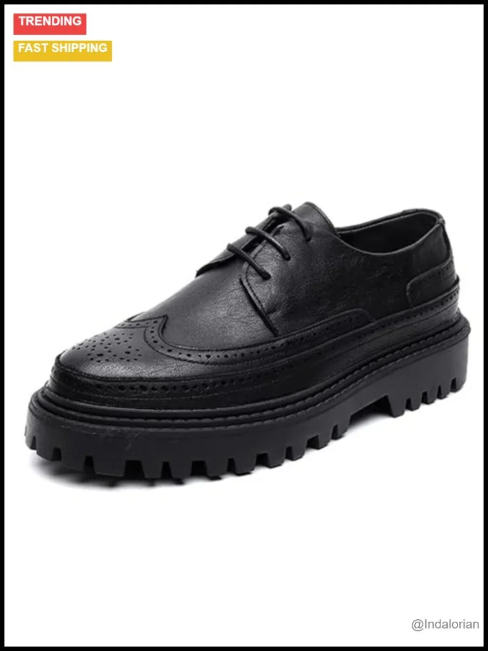 Men's Platform Brogue Dress Shoes Chunky Sole Wingtip Oxford Business Work